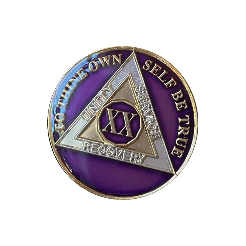 Ranger Industries 20 Year AA Medallion Metallic Purple Tri-Plate Sobriety
