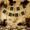 Happy New Year Banner Decorations Pre Assembled Glitter Gold Black