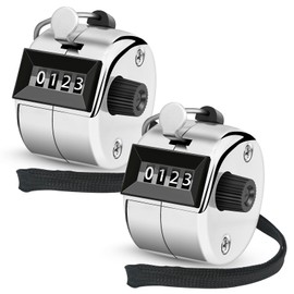 Nliyeisu 2 Pcs Clicker Counter, Hand Tally Counter with Large Display - Mechanical Pitch Counter Clicker for Baseball, Inventory, People Counting, Events, Gym Reps(Silver)