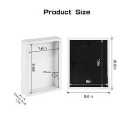 2 Pack 8x10 Shadow Box Frame with Plexiglass, Wood Frame Display Case Box for Memorabilia, Dried Flowers, Medal, Crafts, Tickets and Photos (White, 8x10)