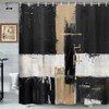 Oil Painting Abstract Shower Curtain, Boho Black White Brown Rectangle