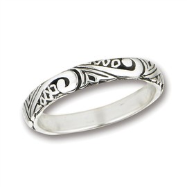Swirl Scroll Wedding Thumb Ring .925 Sterling Silver Stackable Band Size 8
