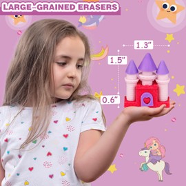 Halobios Radiergummi Set für Kinder, Prinzessin Schloss 3D Puzzle nehmen auseinander Bleistift Radiergummi für Kinder, zurück zur Schule Radiergummi Geschenk, Klassenzimmer Belohnungen Gummi Set