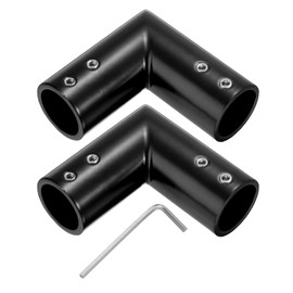 QUARKZMAN Pack of 2 Adjustable Curtain Rods Corner Connectors 19 mm Inner Diameter 304 Stainless Steel Window Hinge 90 Degree Connector with Hex Key Venetian Blind Black