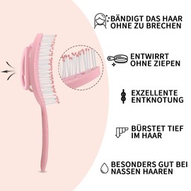 SRCLO Hair Brush without Pulling for Women, Men & Children, Detangling Brush Also for Curls and Long Hair, Unique Professional Detangler Brush with Spiral Spring