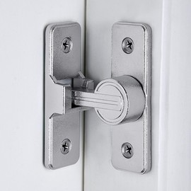 Wocoe Barn Door Latches,Silvery 90 Degree Gate Lock,Flip Gate Latches Hardware,Zinc Alloy Right Angle Door Lock Latch,Door Security Sliding Door Latch Lock for Cabinets