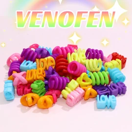 VENOFEN 60PCS Colorful Hair Beads Dreadlock Jewelry Decoration Cute Pony Beads for Braids Multi Style Acrylic Loc Accessories Hair Jewelry Making Kit