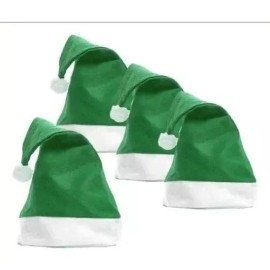 DAS 12 Gorros Navideños Santa Claus Verde Posadas Navidad Econom