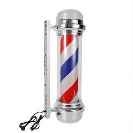 GUANG Barber LED Pole Light, 28Inch Waterproof Rotating Red White Blue Strips Hair Salon Barber Shop Open Sign Light