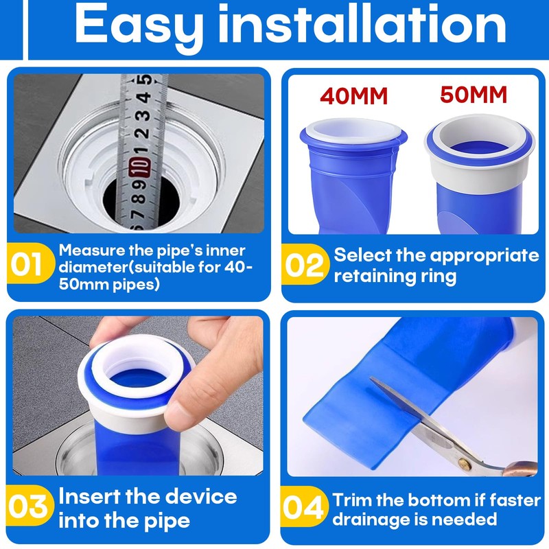 6-Pack Floor Drain Odor Stopper,2 Inch Blue Waterless Trap Seal