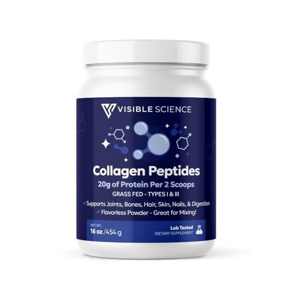 Collagen Peptides Powder, Types I & III, Grass-Fed, 16 oz,