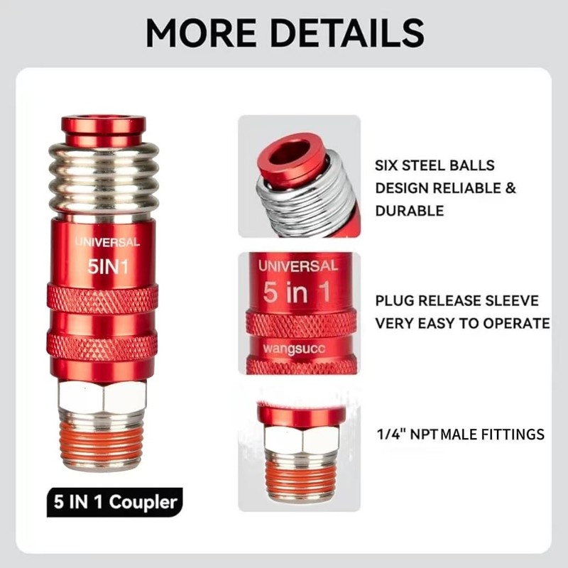 5 In 1 Universal Quick Industrial Connect Coupler Air Hose
