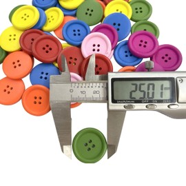 100 PCS Round Sewing Buttons,8 Colors Wooden Buttons 4 Hole Mixed Colored in Bulk for Sewing Children Sweater,Shirt,DIY Craft,Buttons for Crafts,Clothing Fasteners Buttons(25mm