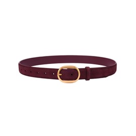 Womens Leather Suede Belt Brown Waist Belt for Casual Dress Jeans Ladies Genuine Leather Gold Buckle Belt Ancora Red 27-31 IN