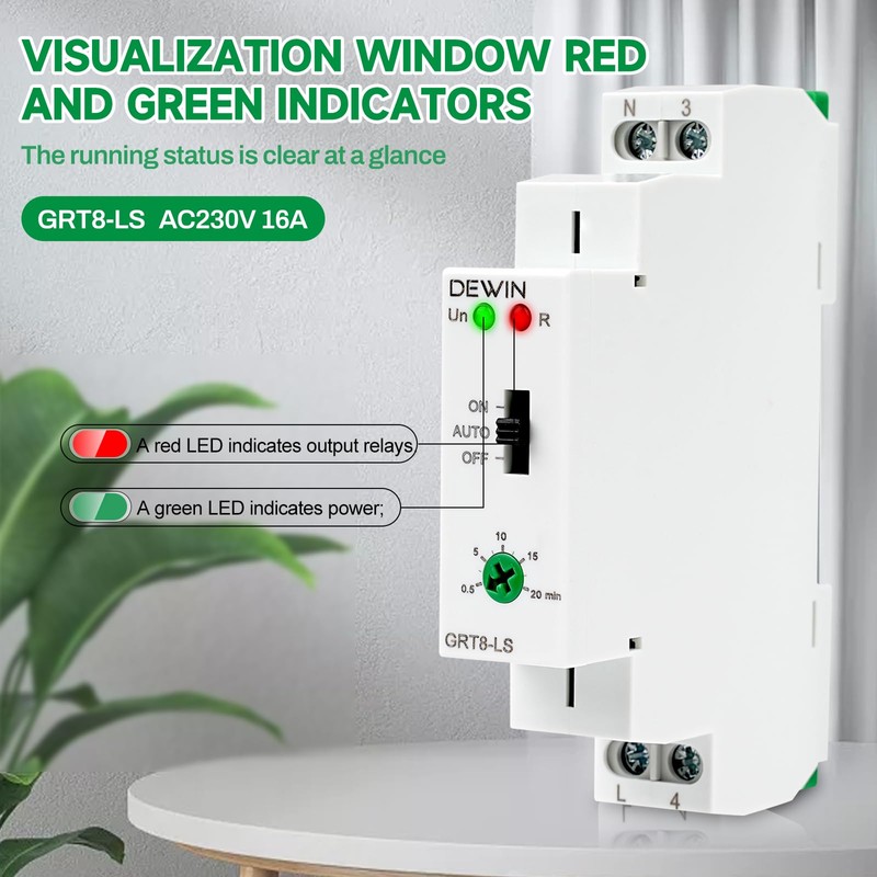 DEWIN Time Relay 230 V, GRT8-LS DIN Rails Stair Light
