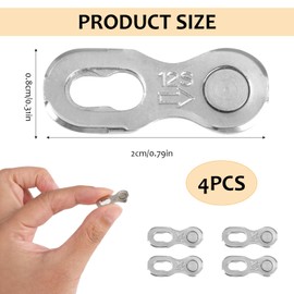 Joynine 12 Speed Bicycle Chain Connectors - 2 Pairs Stainless Steel Links, Easy to Remove, Durable and Reusable, Missing Link Connector Parts
