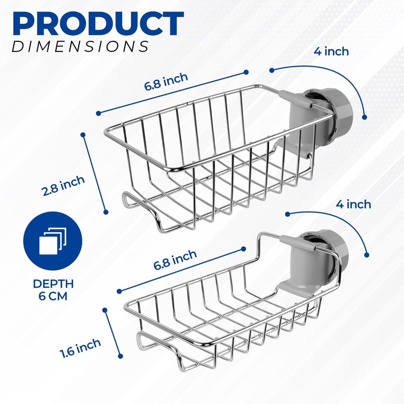CUTLERIA 2 Pcs No-Drill Shower Caddy, Rustproof Stainless Steel Hanging