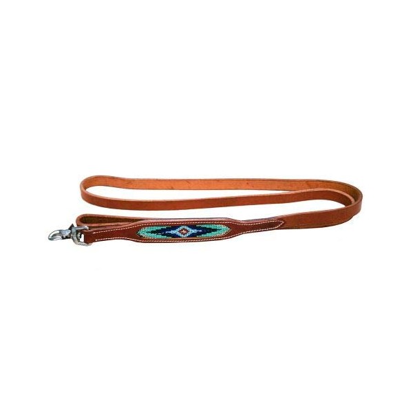 Showman Couture Genuine Leather Dog Leash w/Turquoise Beaded Inlay!