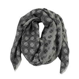 Rotfuchs Scarf Webschal Jacquard fashionable gray white 100% wool (Merino) R-625