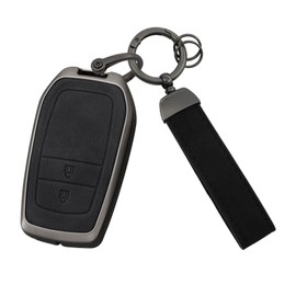 Ysbxitu Key Case Compatible with Toyota Yaris Cross Corolla RAV4 Prius Auris Camry Fortuner Highlander 2020-2025 Car Key Case Robust Leather Keyring Gift Idea 2/3/4/5/6 Buttons, 2 buttons, black