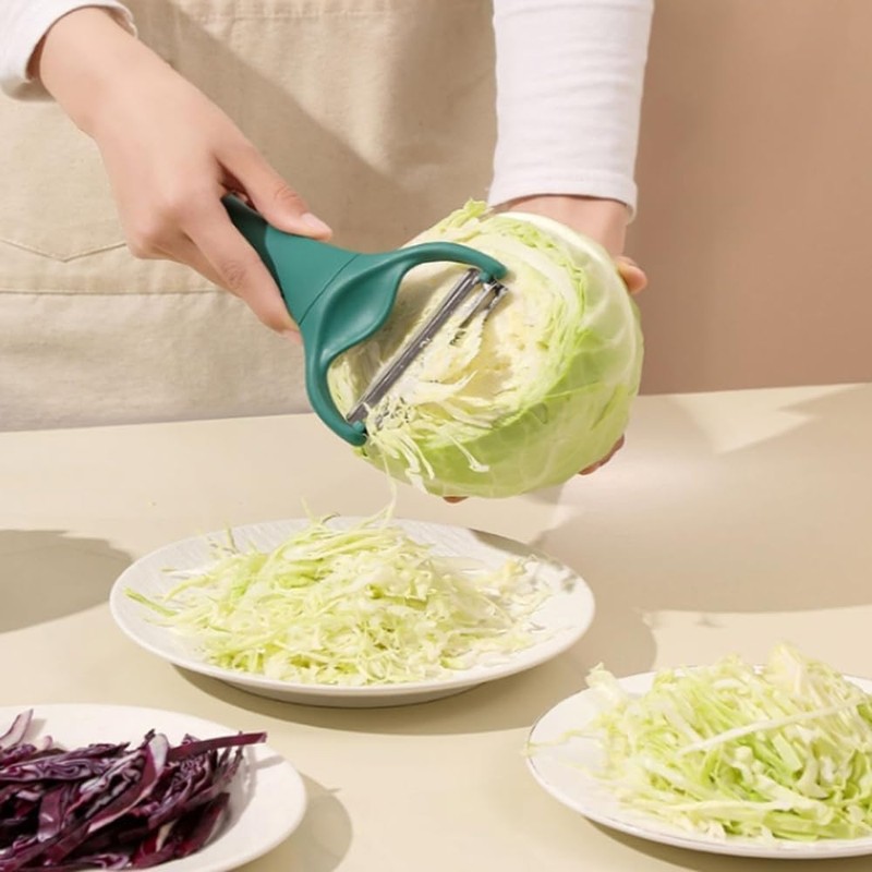 Cabbage Shredder Julienne Peeler， Shaving Many with 2 Blades Kitchen,