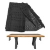 1 Piece Black Cotton And Linen Table Runner, Woven Tassel