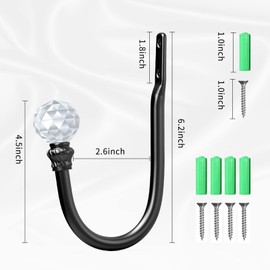 Hion 2 soportes para cortinas, color negro, para colgar en la pared, para cortinas, 2 unidades