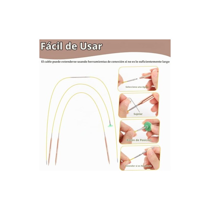 Juego de Agujas de Tejer Circulares Intercambiables con Ganchos de