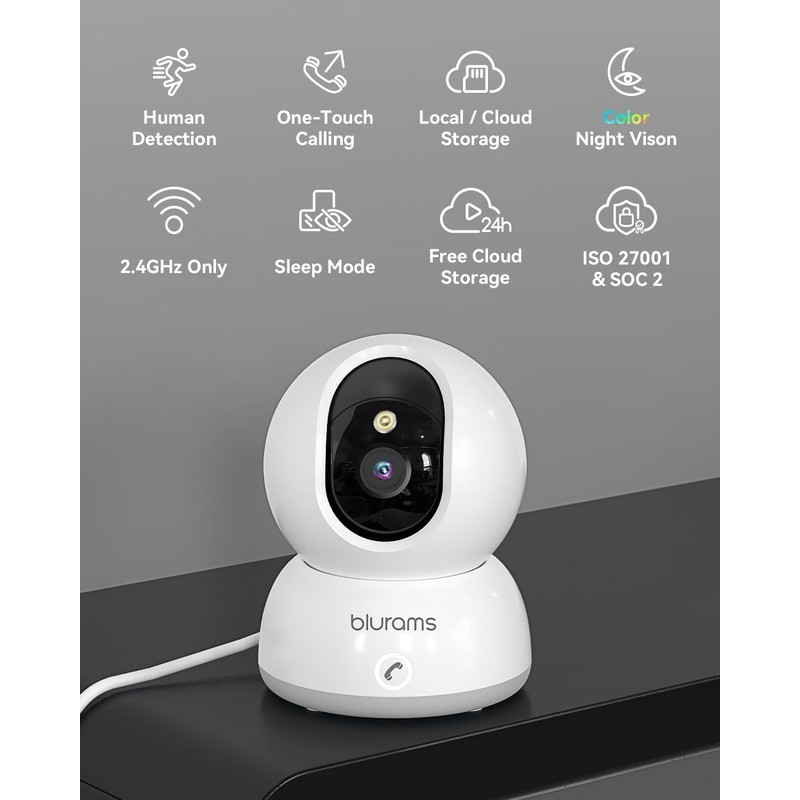 blurams Indoor Security Camera, 2K Pet Camera with Phone App,