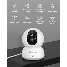 blurams Indoor Security Camera, 2K Pet Camera with Phone App, 360° PTZ Camera Surveillance Interieur, One-Touch Call, Motion & Sound Detection, Color/IR Night Vision, Works with Alexa(2.4GHz ONLY)