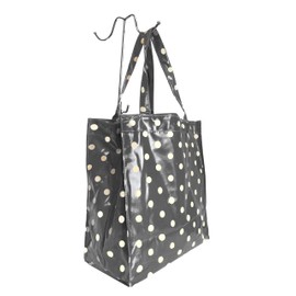 GFM® Polka Dot PVC Re-usable Shopper Lunch or Picnic Bag -Dark Grey- (OC-MG-Polka-GHBH)