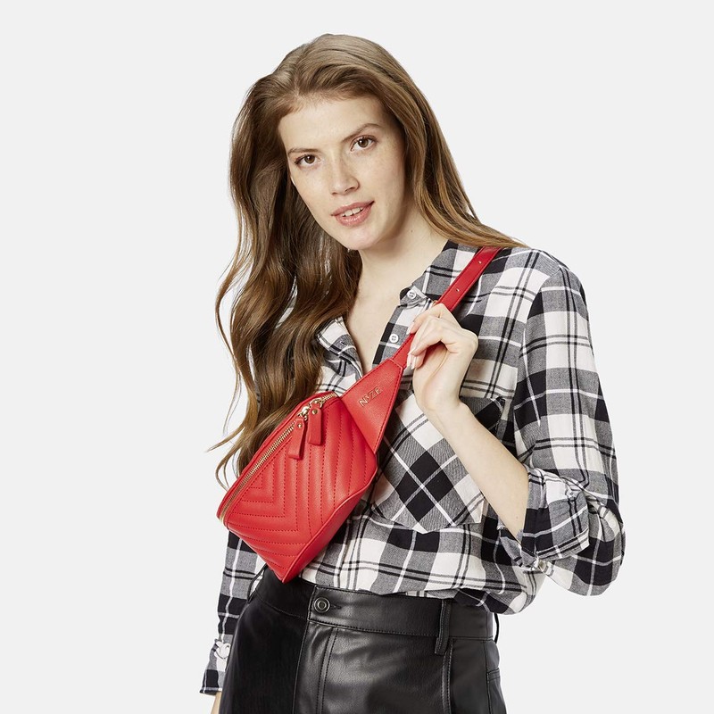 NYZE Women's Hip Bag 100% Vegan Bum Bag - Red