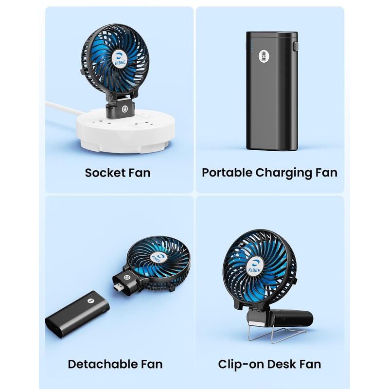 KIBEE Portable Handheld Fan - 5200mAh USB Rechargeable [20H Max