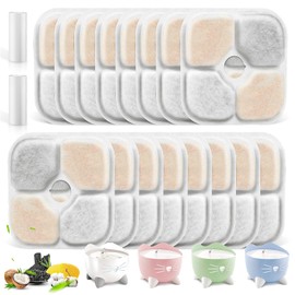 16 Pack Pet Fountain Filters for Catit PIXI Cat Drinking Fountain, Replacement Triple Action Water Filter with Ion-exchange Resin & Activated Carbon