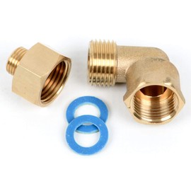 K&H Brass Gas Cooker Adaptor Set - Transition 1/2 Inch Internal Thread x 1/4 Inch Male Thread + 1/2 Inch Connection Angle
