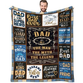 SIKLTY Dad Gifts Throw Blanket 60" x 50", Birthday Gifts for Dad from Daughter Son, Best Dad Ever Gifts, Presents for Dad from Kids, Dads Birthday Gifts Ideas, Gifts for Dad Who Wants Nothing