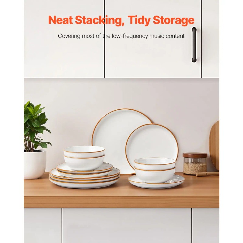 Service for 4 12 PCS Scratch Resistant Ceramic Dinnerware Set