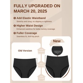 AIVEITE Womens Underwear Full Coverage No Show High Waisted Seamless Ladies Panties 6 Pack (US, Alpha, Medium, Regular, Regular, B-6 Pack Black)