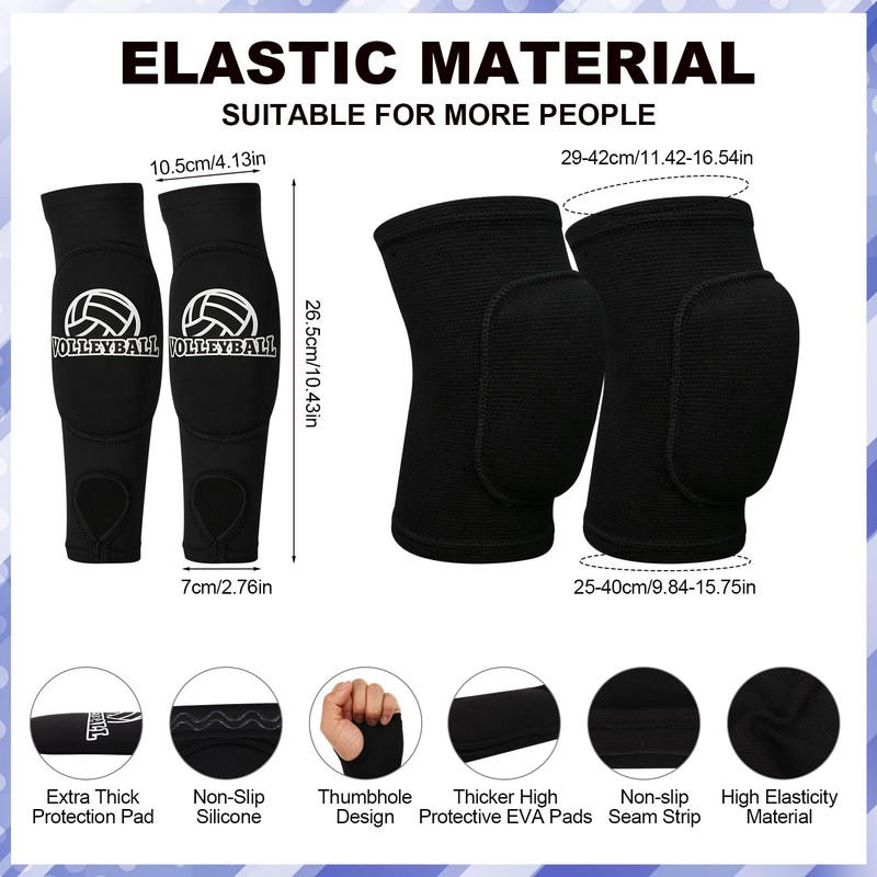 Hoemwarm Volleyball Gear Set 10Pcs Black Knee Pads Training Girls