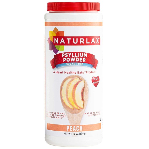 NATURLAX Sugar-Free Psyllium Husk Fiber Powder, Peach Flavored 19 oz