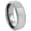 Sabrina Silver Tungsten Carbide 8 mm Faceted Flat Wedding Band