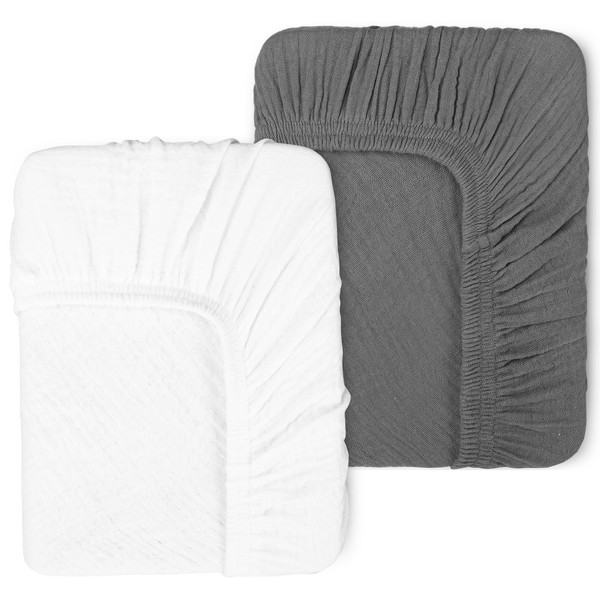 PET REJOIR 2 Pack Muslin Fitted Crib Sheets for Baby