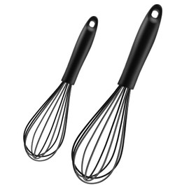 2 Stück Schneebesen Silikon set, Multifunktionaler Schneebesen, Küchen Schneebesen, Schwarz Rührbesen für Mischen, Schlagen,Eiern, Aufschäumen, Schlagen Und Rühren