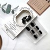 24Pcs Black Press on Toenails with Design, Short Square Acrylic