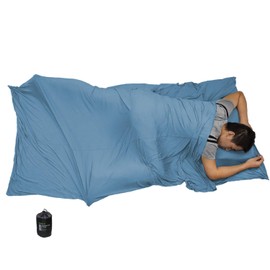 BROWINT Travel Sheets for Hotel, Rayon Derived from Bamboo, Sleep Sack for Adults, Warm Weather/Summer Sleeping Bag Liner for Camping and Travel, Rectangular with Pillow Pocket, Mummy, Cooling Sheets