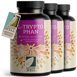 L-Tryptophan High Dose - 900 x L-Tryptophan Capsules - 500 mg L-Tryptophan per Capsule - Vegan L-Tryptophan from Fermentation - Laboratory Tested, No Unwanted Additives, Vegan - 3 x 300 Capsules