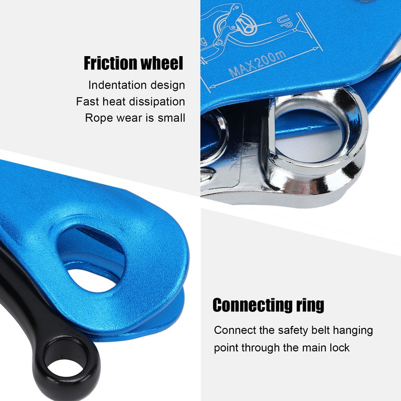 Self Braking Stop Descender Aluminium Alloy 150kg Bearing Capacity Hand