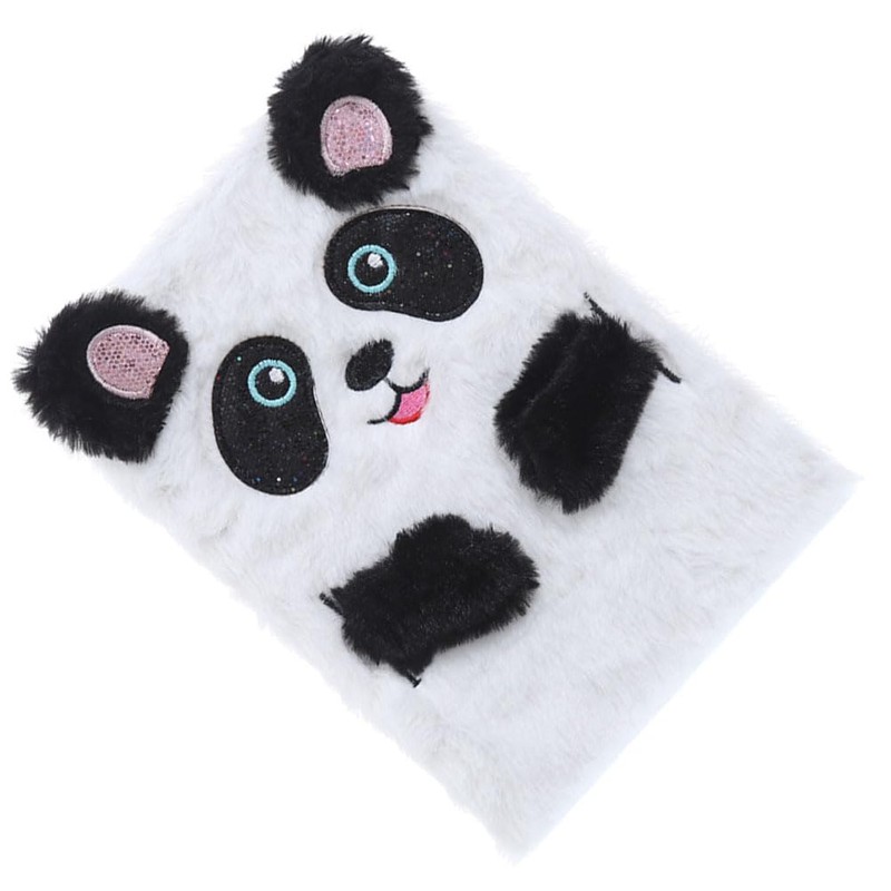 NUOBESTY Plush Notebook, Faux Fur Notebook for Kids, Panda Pattern