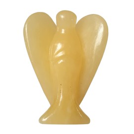 Manekieko Manekieko Natural Yellow Jade Healing Crystal Prayer Guardian Angel Statue,48mm Carving Pocket Palm Stone Figurines Decoration