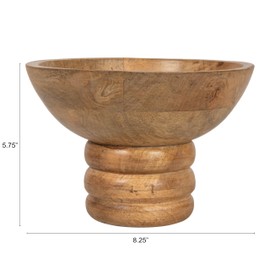 Bloomingville Round Carved Mango Wood Footed Bowl